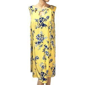AGB DRESS Women’s Size 20W Yellow Floral Shift Cutout Neckline Sleeveless NWT